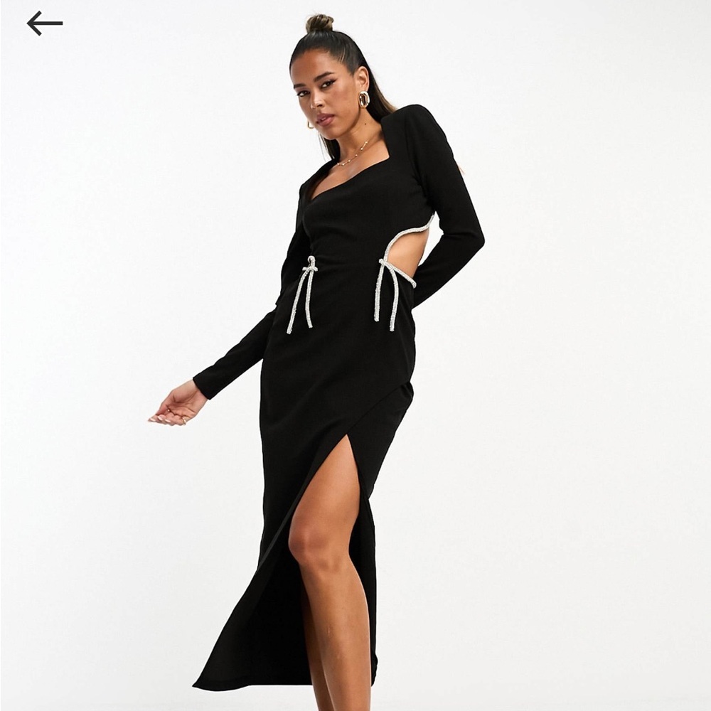 ASOS Diamanté Midi Dress Size 6 Black NWOT